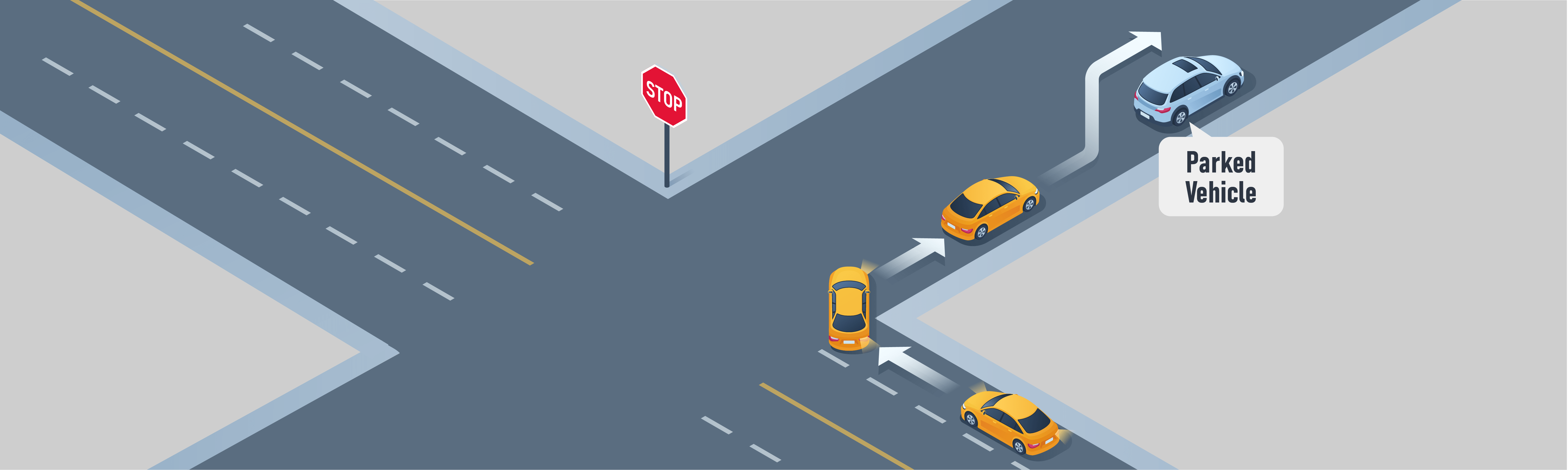 Intersections and Turns - How should you make a turn if there is a parked vehicle or obstruction present in the lane you are about to move into?